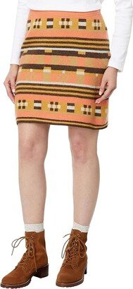 Heartfelt Sweater Skirt (Papaya Geo Stripe) Women's Skirt