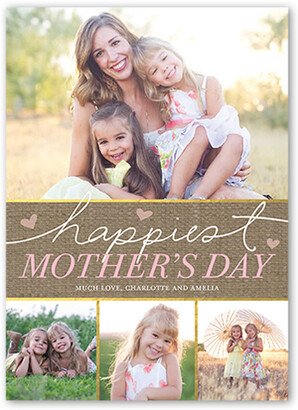 Mother's Day Cards: Happiest Hearts Mother's Day Card, Brown, Matte, Signature Smooth Cardstock, Square