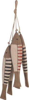 Beachcombers Seaside Village Stringer of 5 Fish Wooden 16.75 Inches - Multi