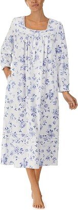 Long Sleeve Flannel Ballet Gown (Blue Rose) Women's Pajama