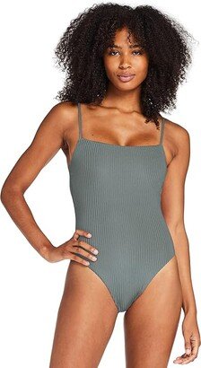 Jenna Bodysuit Full (Sea Green Eco Rib) Women's Swimsuits One Piece