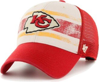 Men's Cream Distressed Kansas City Chiefs Breakout Mvp Trucker Adjustable Hat