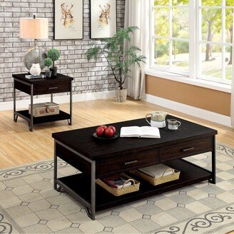 Hawkins Industrial Oak 48-inch Metal 2-Piece Accent Table Set with Drawer