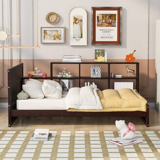 TONWIN Twin Size Platform Bed with Drawers and Shelves