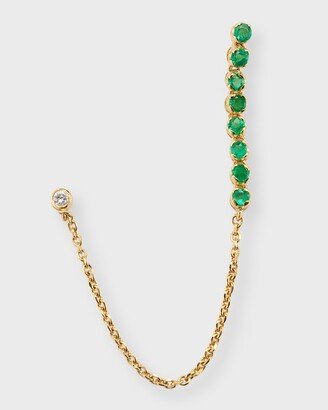 Kastel Jewelry 14k Emerald and Diamond Chain Earring, Single