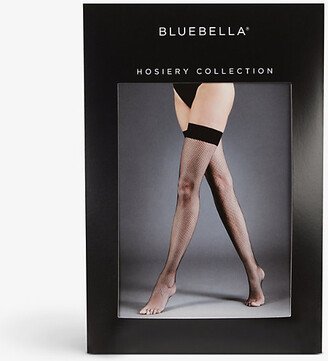 Womens Black Fishnet Semi-sheer Stretch-woven Hold-ups