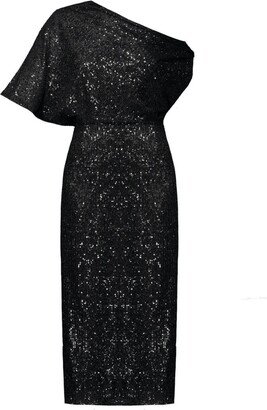 Undress Margo Black Sequin Asymmetric Evening Midi Dress