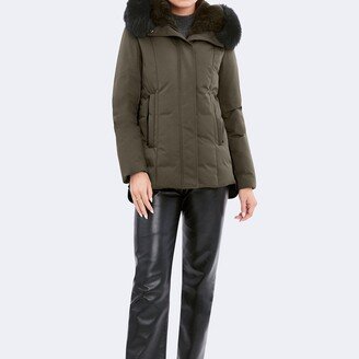 Luka Fitted Parka with Velvet & Fur Trim-AA