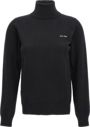 Logo Embroidered Turtleneck Knitted Jumper-AD