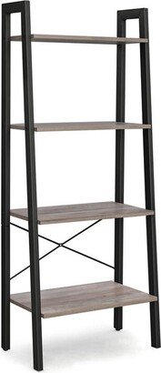 VASAGLE Industrial Ladder, 4-Tier Bookshelf, Storage Rack Shelf Unit, Bathroom, Living Room - Greige - 22. 1