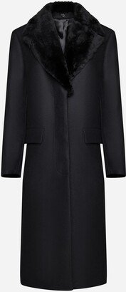 Shearling-collar Wool-blend Coat