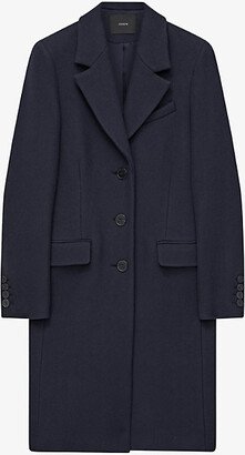 Womens Navy Coleherne Single-breasted Wool and Cashmere-blend Coat