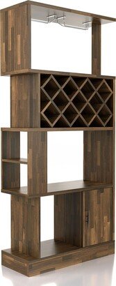 24/7 Shop at Home Arlo Transitional Multi-Storage Wood Wine Cabinet with Stemware Racks for Kitchen Dining Room