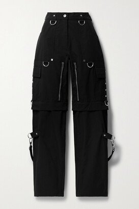 Convertible Embellished Twill Cargo Pants - Black