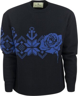 Patterned Jacquard Crewneck Jumper