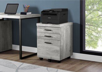 Monarch Specialties Monarch 7401 Grey Reclaimed Wood Castors Filing Cabinet With 3 Drawer