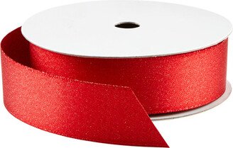 Ribbon Double-Faced Satin Red Glitter