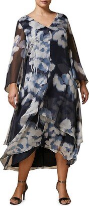 Elegante Dialogo Chiffon Floral Maxi Dress