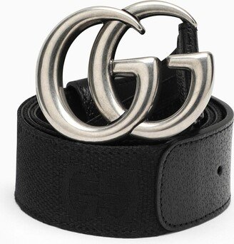 Black Gg Marmont Belt In Leather And Fabric