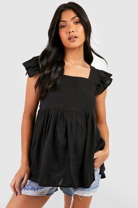 Maternity Linen Frill Sleeve Smock Top