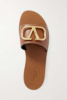 Vlogo Textured-leather Slides - Tan