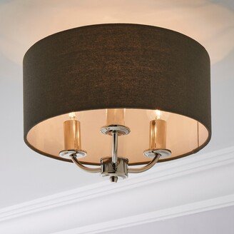 Dunelm Preston Nickel Charcoal Flush Ceiling Fitting Charcoal