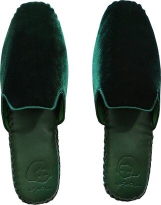 Not Just Pajama Men Classic Handmade Slippers - Green Without Tassels