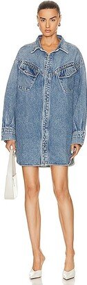 x Lindsi Lane Kimora Oversized Shirt Dress in Blue