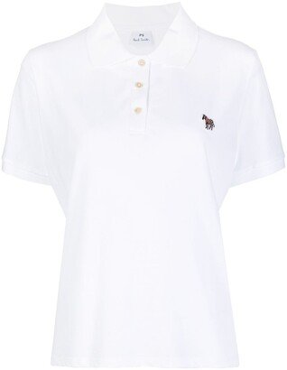 Zebra-patch cotton polo shirt-AA