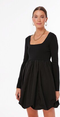 Hyacinth House Black Bubble Skirt Cecilia Mini Dress