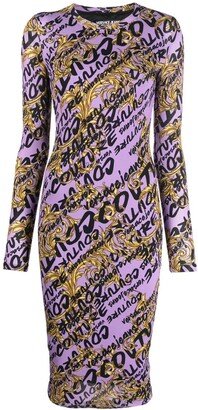 Barocco logo-print midi dress