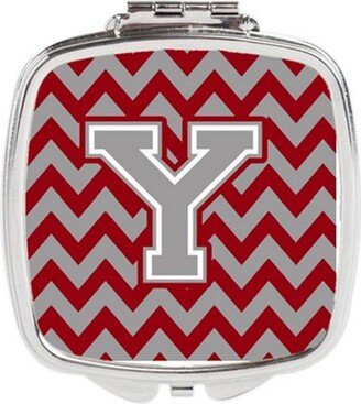 CJ1043-YSCM Letter Y Chevron Crimson & Grey Compact Mirror