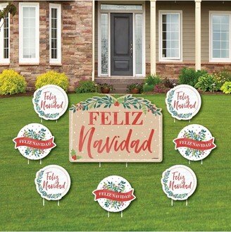 Big Dot of Happiness Feliz Navidad - Yard Sign and Outdoor Lawn Decorations - Holiday and Spanish Christmas Party Yard Signs - Set of 8