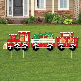 Big Dot Of Happiness Christmas Train - Outdoor Lawn Sign Decor & Stakes - Holiday Yard Display 3 Pc