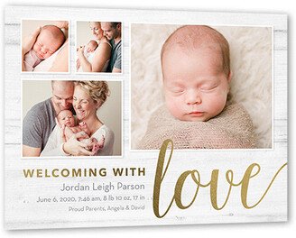 Birth Announcements: Brilliant Welcome Birth Announcement, Gold Foil, Matte, Signature Smooth Cardstock, Square