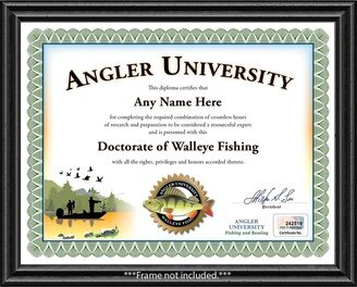 Personalized Angler Walleye University Fishing Certificate - Digital Or Printed - Custom Diploma - Great Birthday Gift Christmas Present Fisher