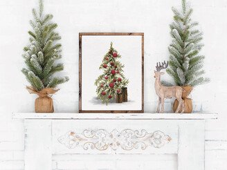 Christmas Prints, Holiday Decor, Tree Print, Rustic Winter Wall Art, Sign