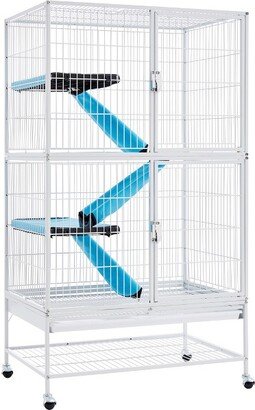 54in 2-Story Removable Ramp & Platform Small Pet Cage, Hammered White