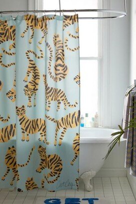 Cat Coquillette For Deny Tiger Collection Mint Orange Shower Curtain