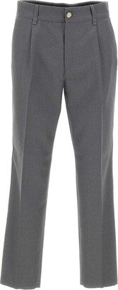 Pleat-Detaied Straight-Leg Tailored Trousers