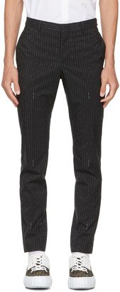 Black Pinstripe Logo Trousers