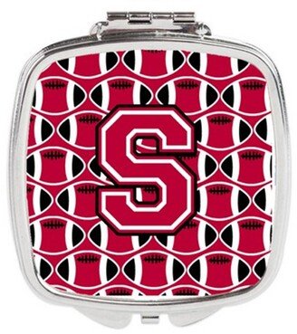 CJ1079-SSCM Letter S Football Crimson & White Compact Mirror