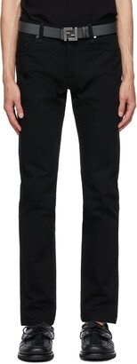 Black Embroidered Logo Jeans