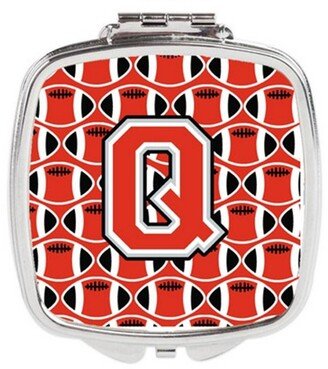 CJ1067-QSCM Letter Q Football Scarlet & Grey Compact Mirror