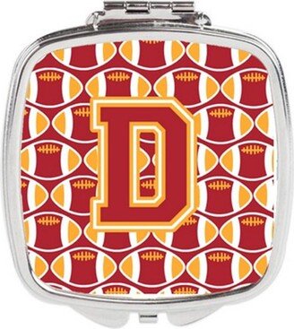 CJ1070-DSCM Letter D Football Cardinal & Gold Compact Mirror