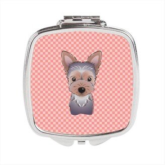 Awesome Apparel Checkerboard Pink Yorkie Puppy Compact Mirror, 2.75 x 3 x .3 In.