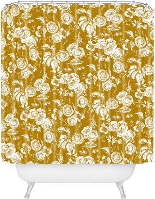 Floral Sketch Ginger Shower Curtain Bold Gold