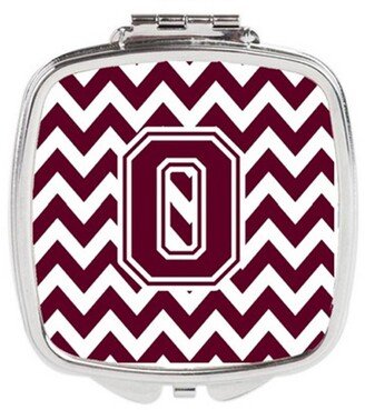 CJ1051-OSCM Letter O Chevron Maroon & White Compact Mirror, 3 x 0.3 x 2.75 in.