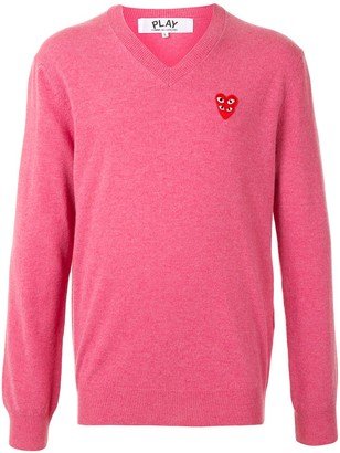 double red heart V-neck jumper