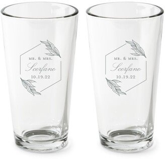 Pint Glasses: Traditional Wedding Pint Glass, Etched Pint, Set Of 2, White